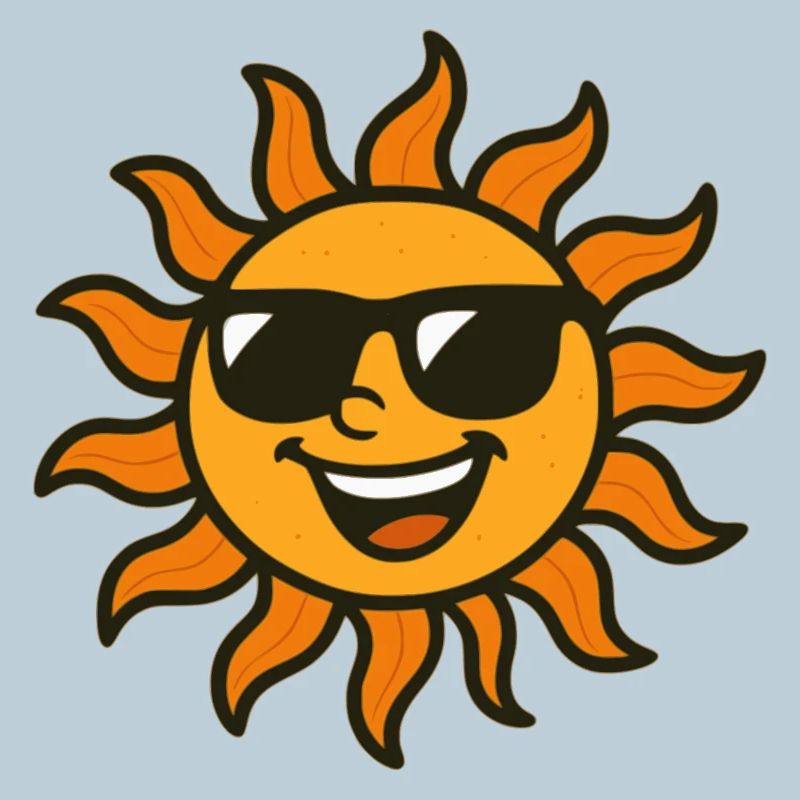 Sonne mit schwarzer Sonnenbrille