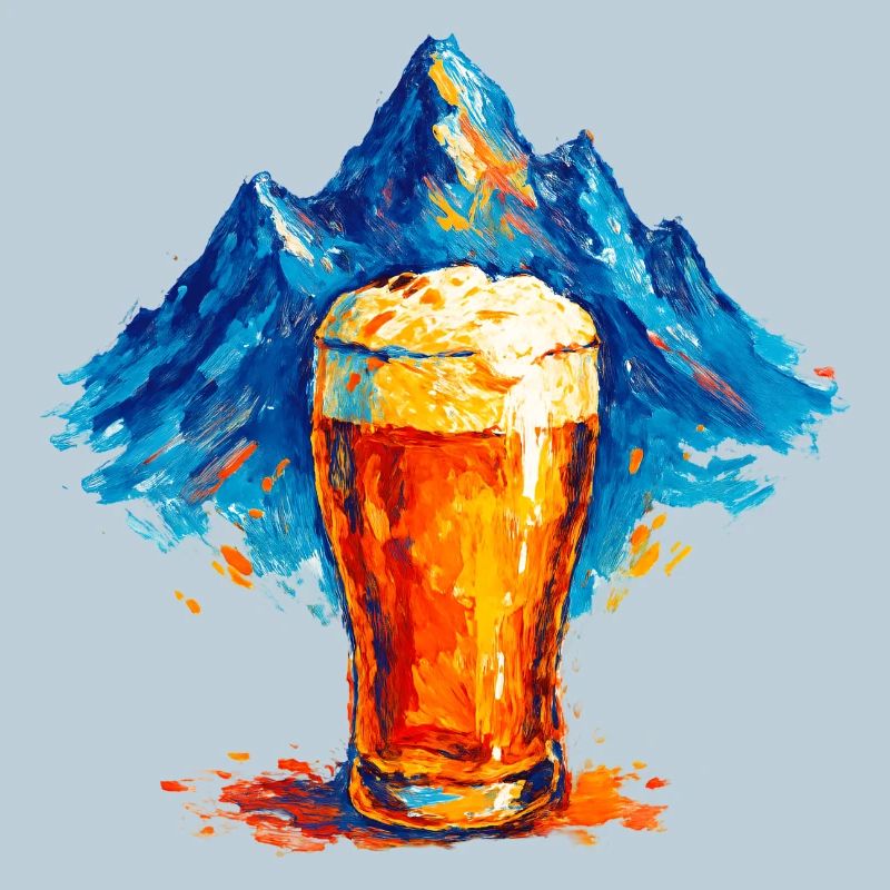 Bergkulisse mit Bierglas