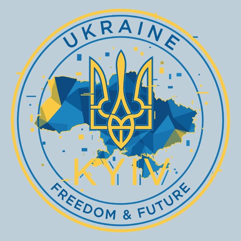 Ukrainian Emblem with Flag Map