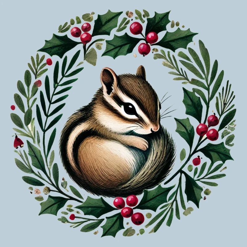Holly Wreath Squirrel Charm