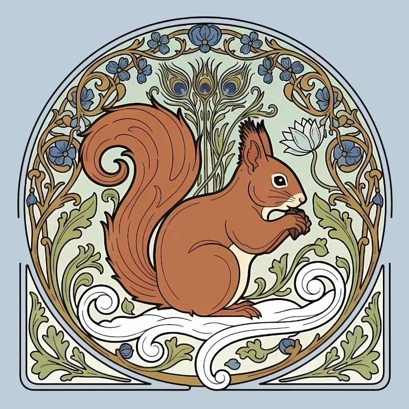 Eichhörnchen im Jugendstil-Ornament