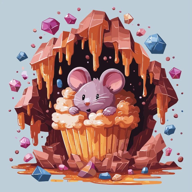Mouse in crystal cupcake