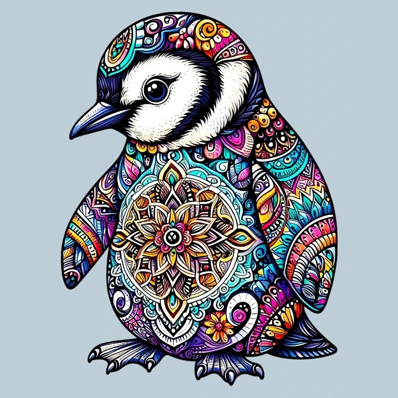 Pingouin décoré de Mandalas