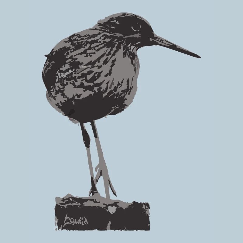 Rotschenkel - Monochrome Vogel Silhouette