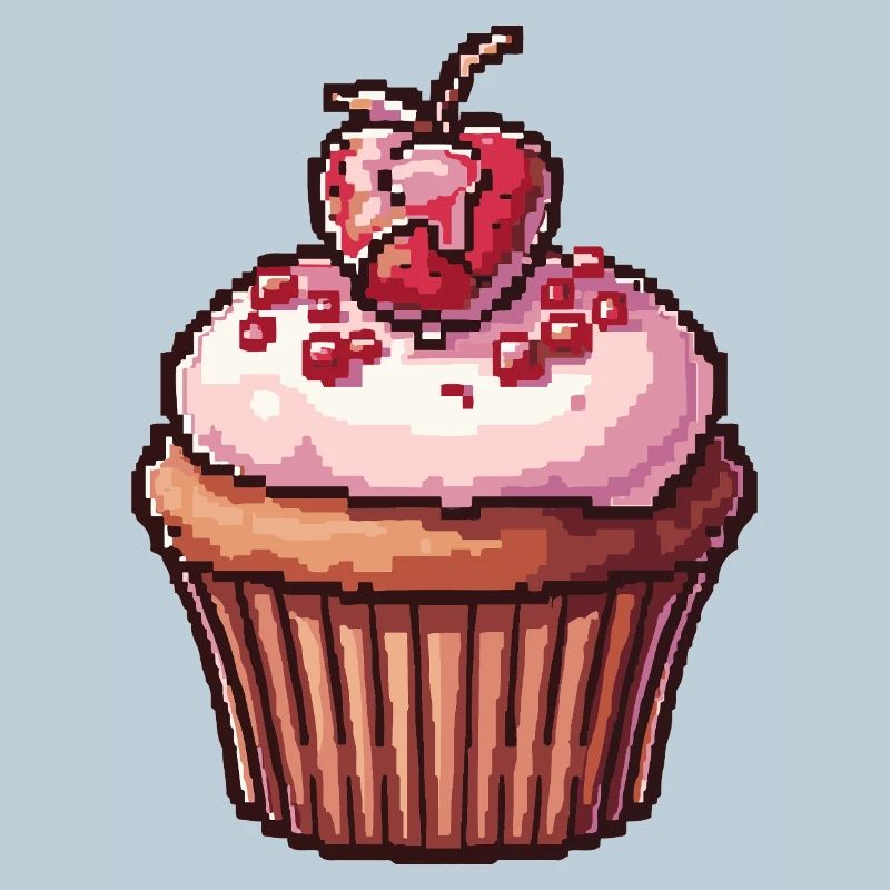 Retro Pixel Cupcake
