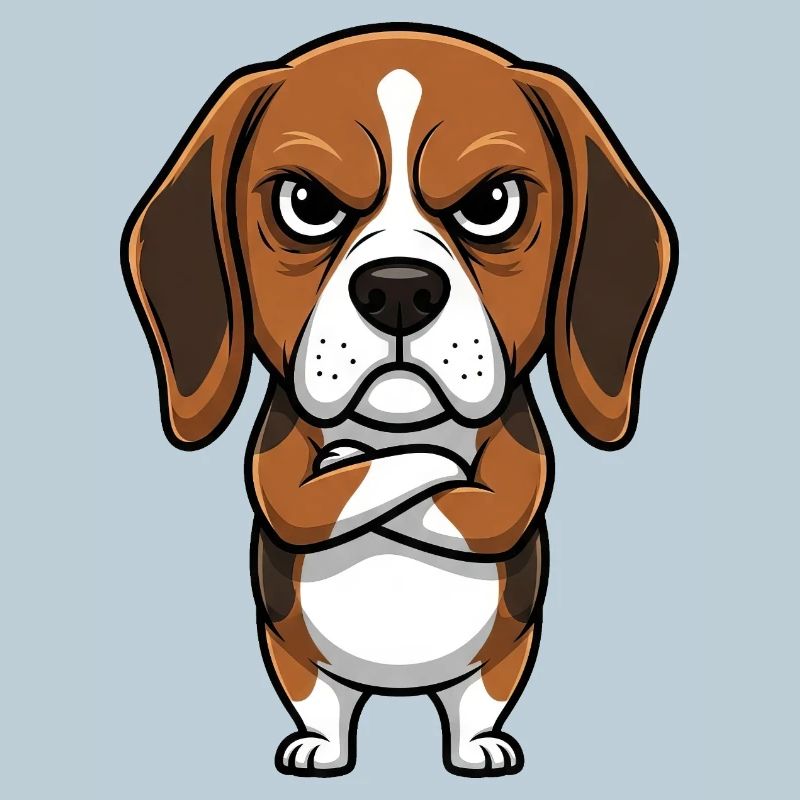 Cute grim beagle cartoon dog