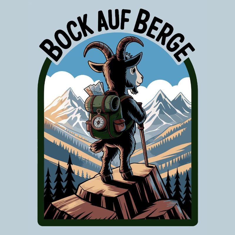 Bock auf Berge Bergsteigen mit lustiger Ziege