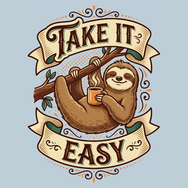 Take It Easy Sloth Motif