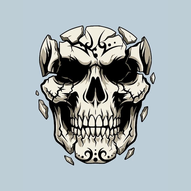 Splitternder Schädel – Gothic Grafik