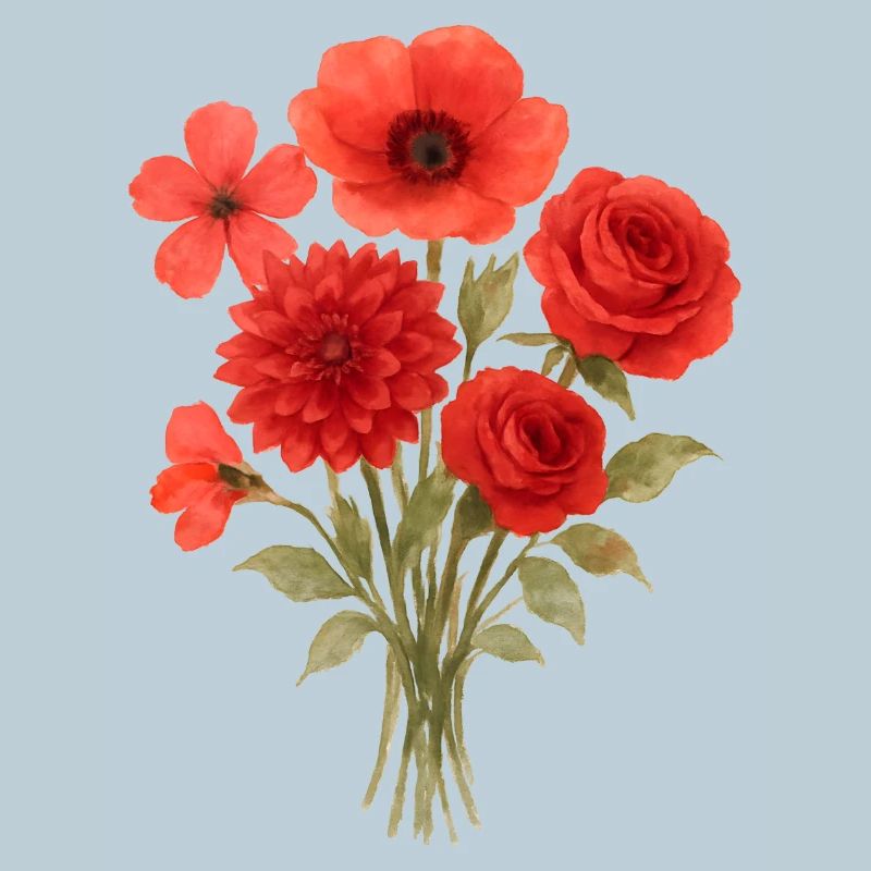 Red Bouquet Print