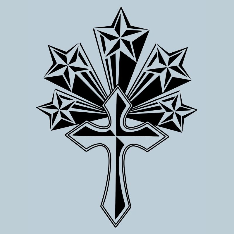 Cross with five transparent stars
