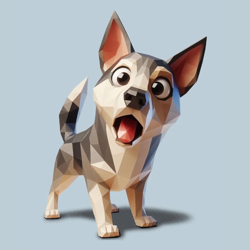Chiot chien surpris lowpoly