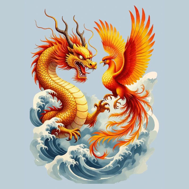 Dragon and Phoenix vector