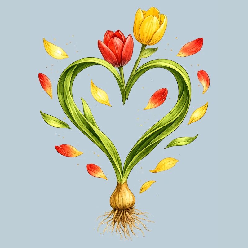 Tulip heart with visible bulb