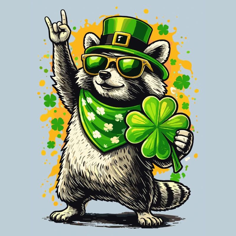 Waschbär St Patricks Day Kleeblatt Lustig