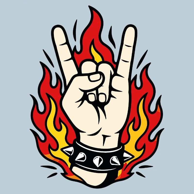 Hand Rock Flames Stil Tattoo