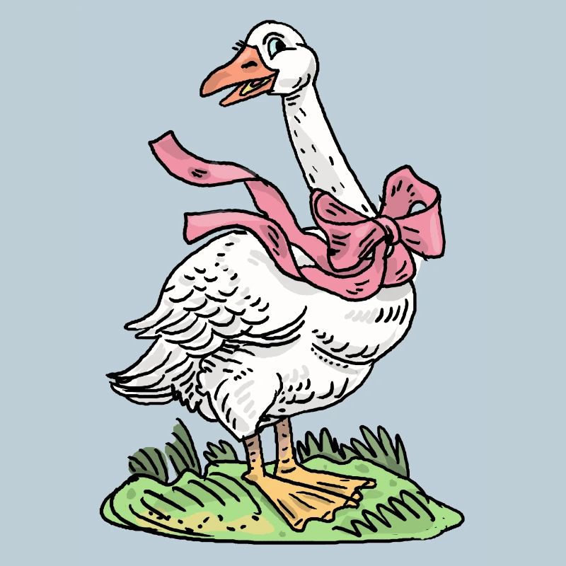 Goose with pink ribbon