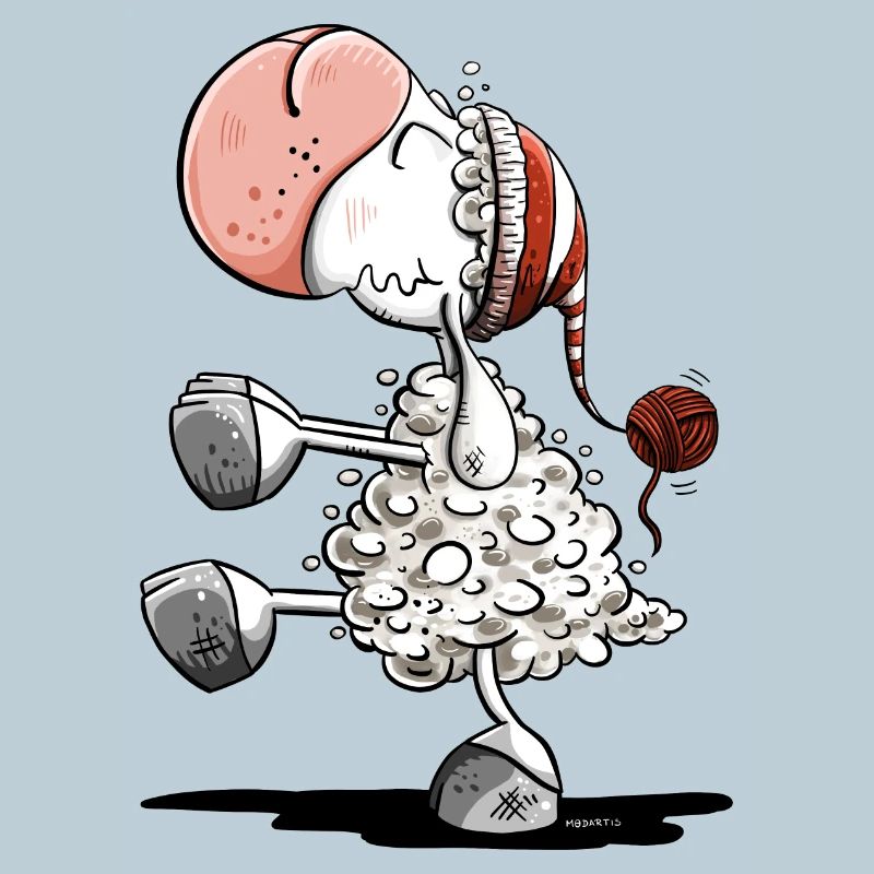 Sleepwalker sheep with sleeping cap