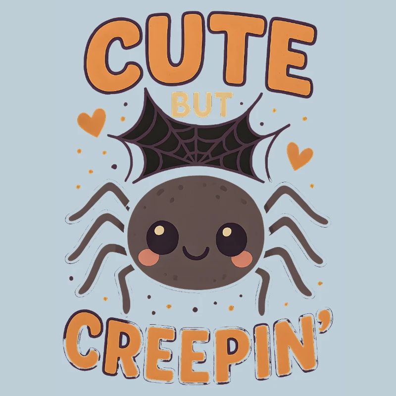 Cute Creepin Spider with Web, Halloween 