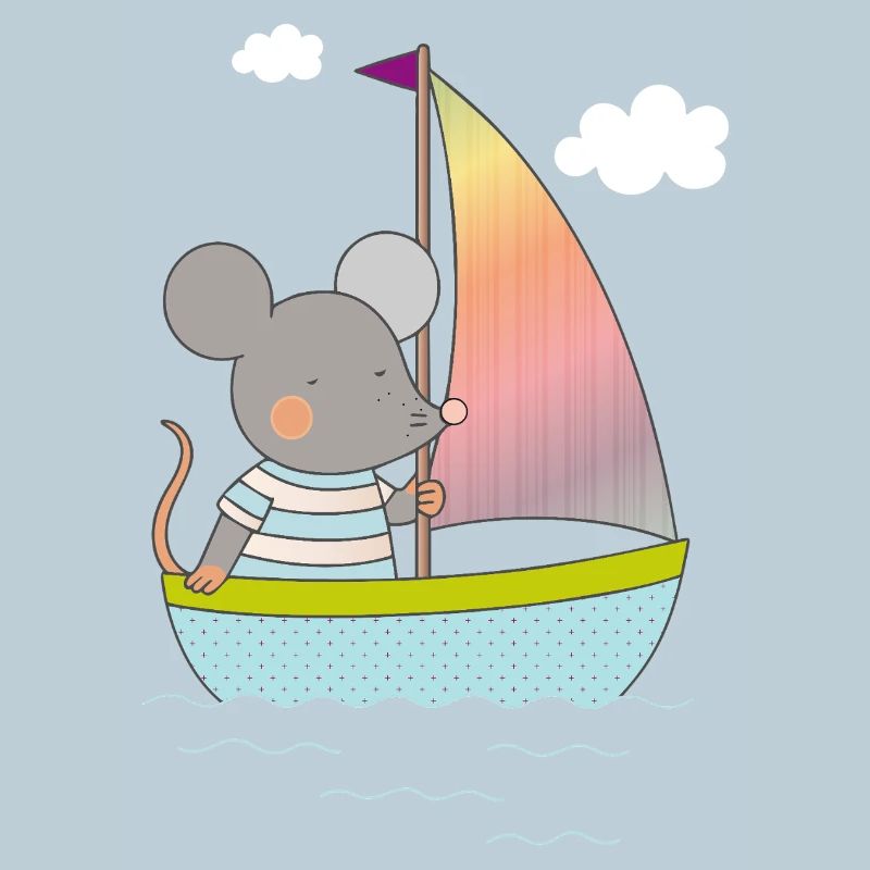 souris naviguant joyeusement sur un bateau coloré