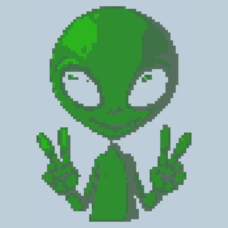 Pixel Alien Peace Sign