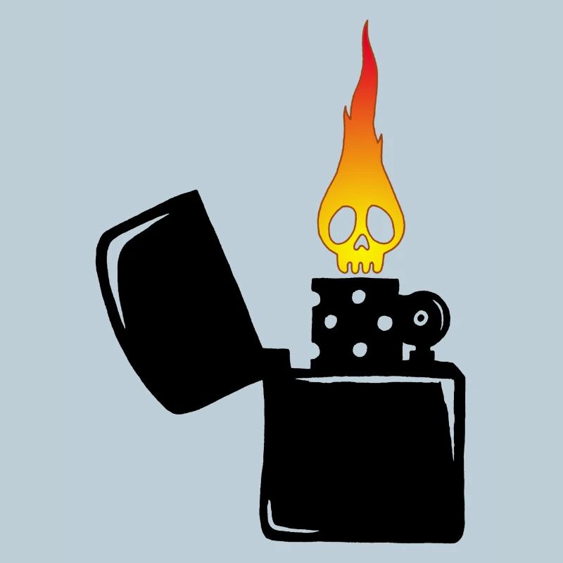 flaming skull and black lighter