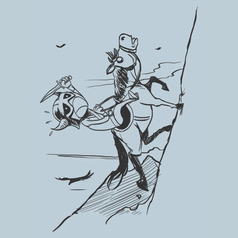 Cliff ascent — graphic silhouette