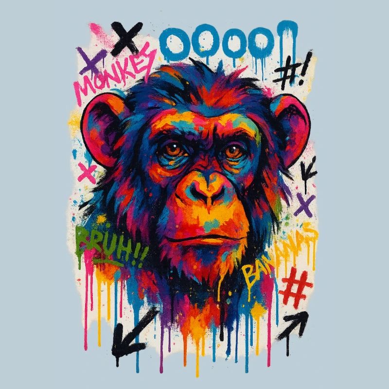 Graffiti monkey portrait in bright colors