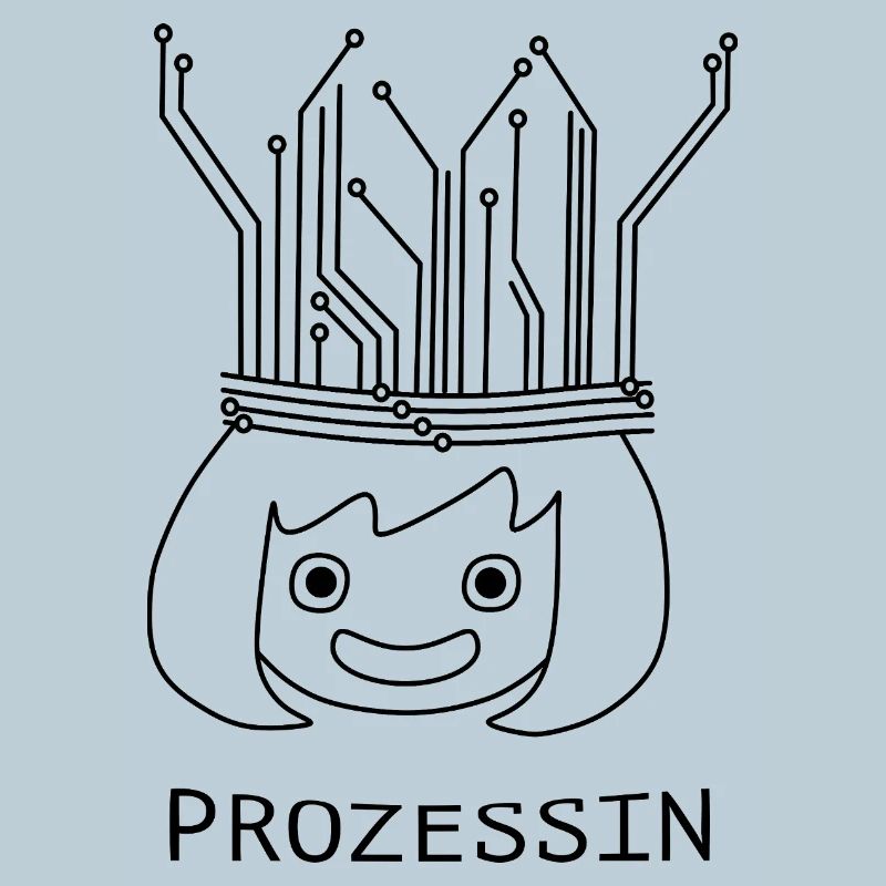 Prozessin mit Tech-Krone