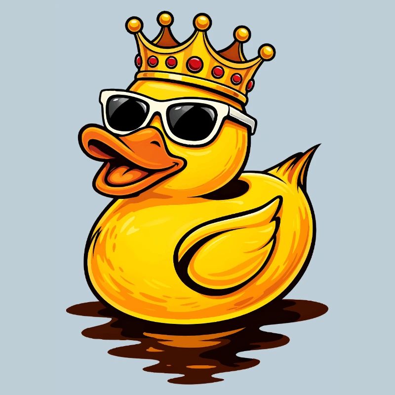 Coole Gummiente mit Krone und Sonnenbrille