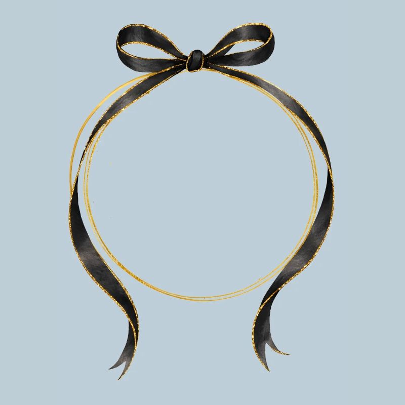 Circle Bow Black Gold Personalizable
