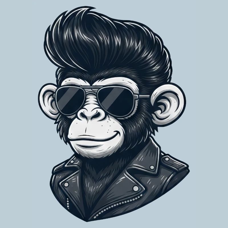 Cooler Affe Schimpanse Sonnenbrille Rock and Roll 