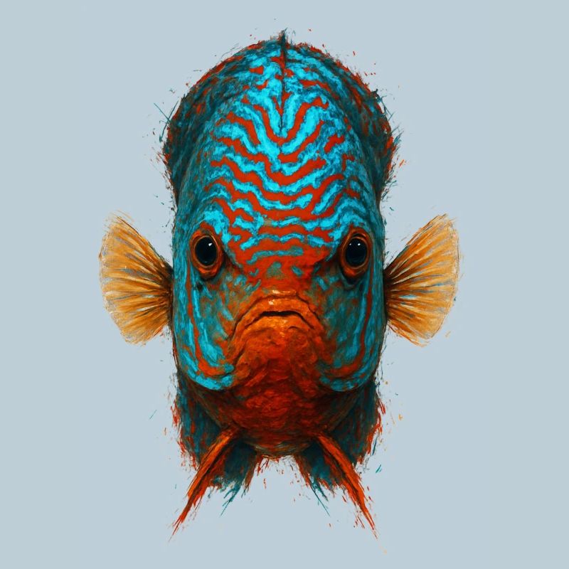 Poisson Discus Bleu et Orange Regard Intense