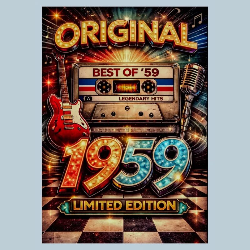 Cassette néon rock rétro de 1959