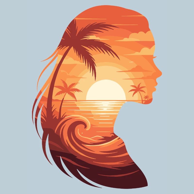 Sunset silhouette profile