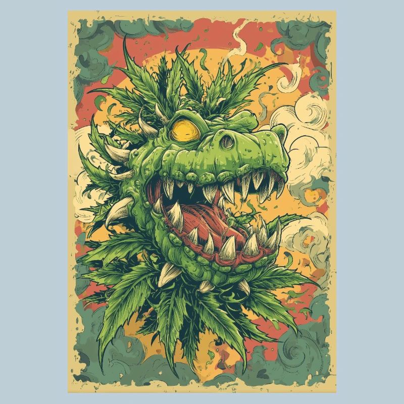 Affiche de cannabis du Dragon Dragon Vert