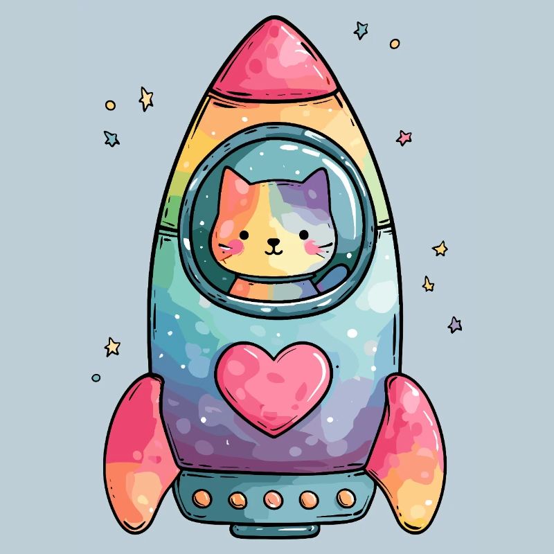 Rainbow Rocket Katze Herz