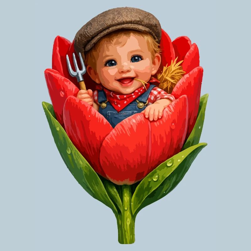 Bébé dans Tulip Bud