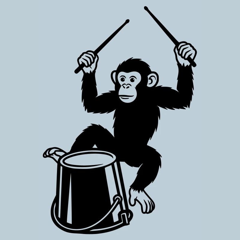Drum Playing Monkey Cartoon Illustration