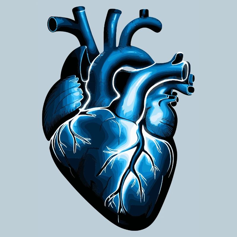 Anatomisches Herz in Blau mit Lebhaften Adern