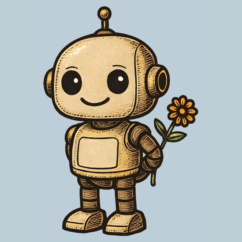 Robot rétro avec fleur