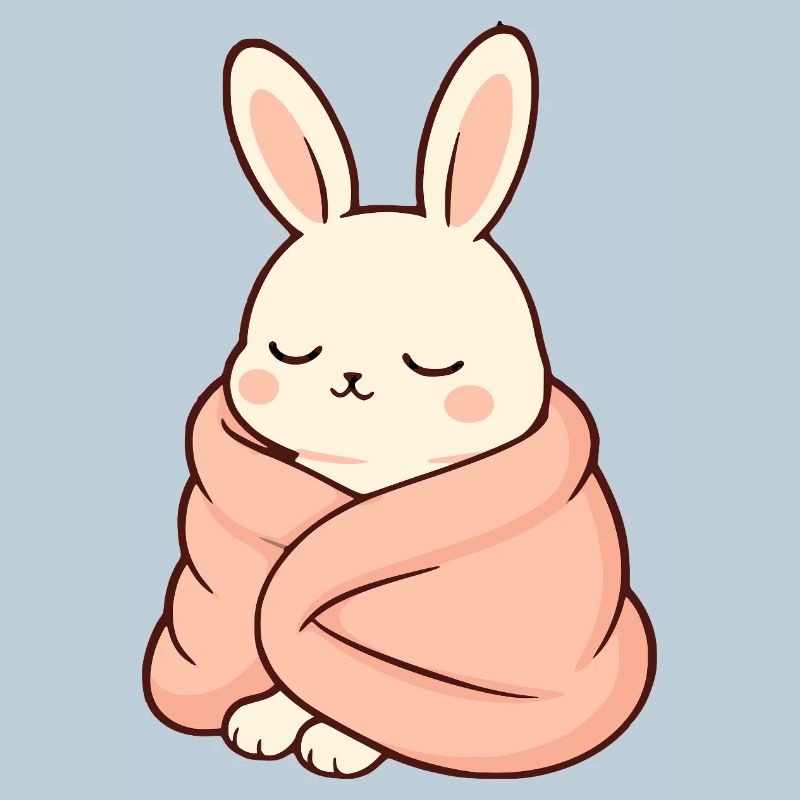 Sleeping bunny in cuddly blanket