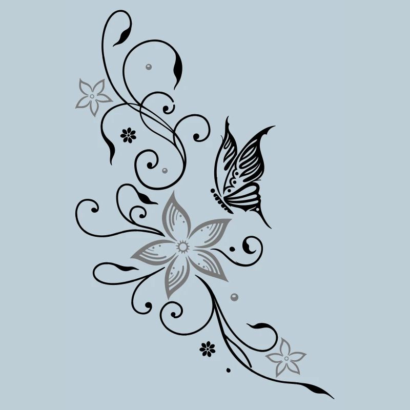 Fleurs avec papillons, fleurs
