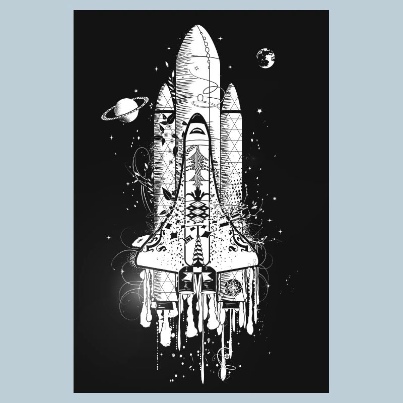 Fantasievolles Space Shuttle im Graffiti Stil