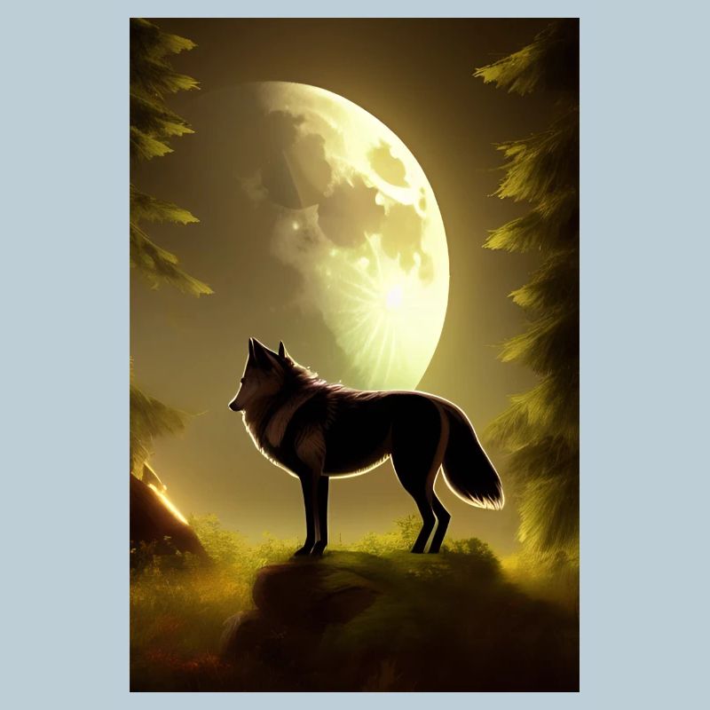 Wolf and Moon