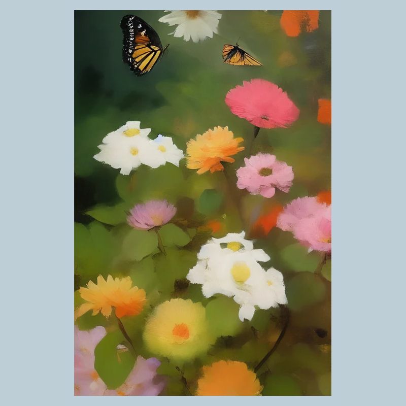 Fleurs et papillon