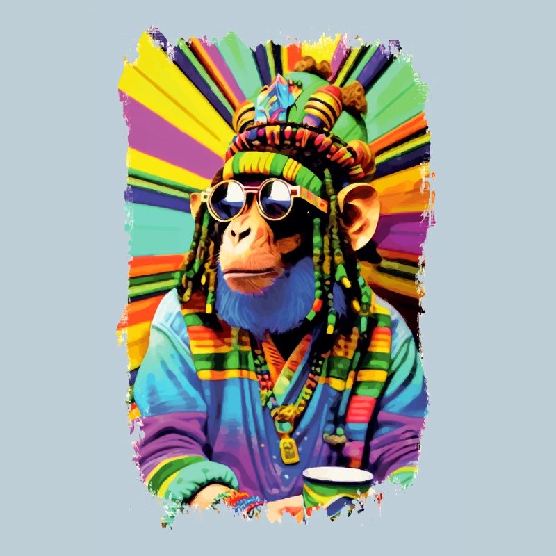 Bunter Reggae Afro Rasta Cartoon Affe