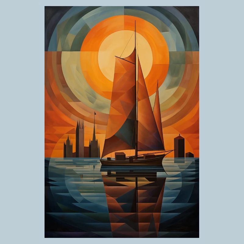 Maritime Landscape in a Geometric Style