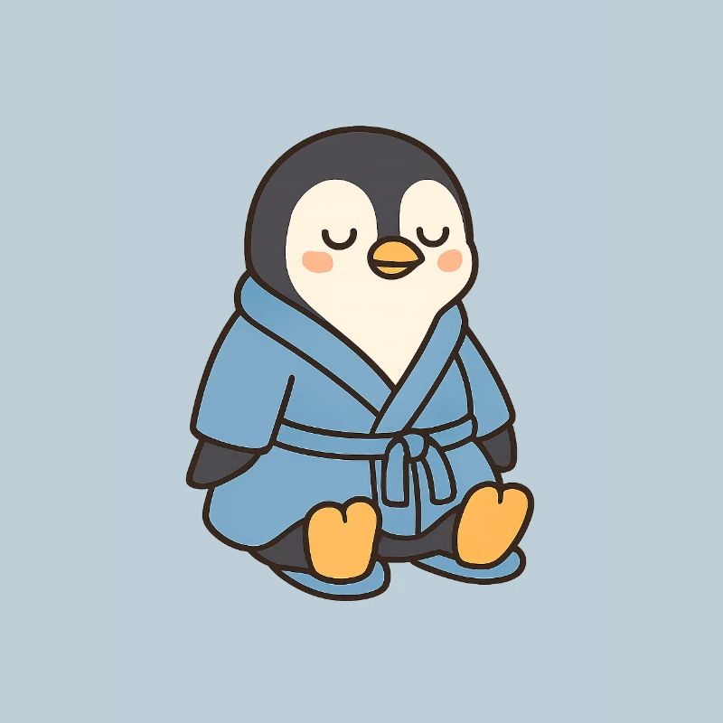 Pinguin im Bademantel