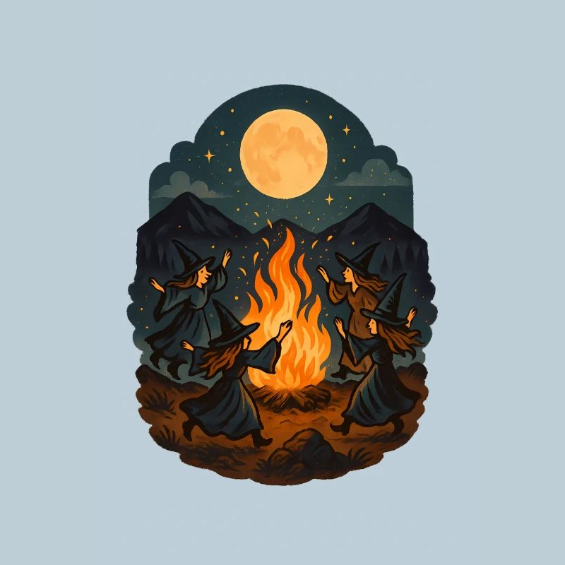 Witch Dance at Full Moon – Magic Fire Ritual